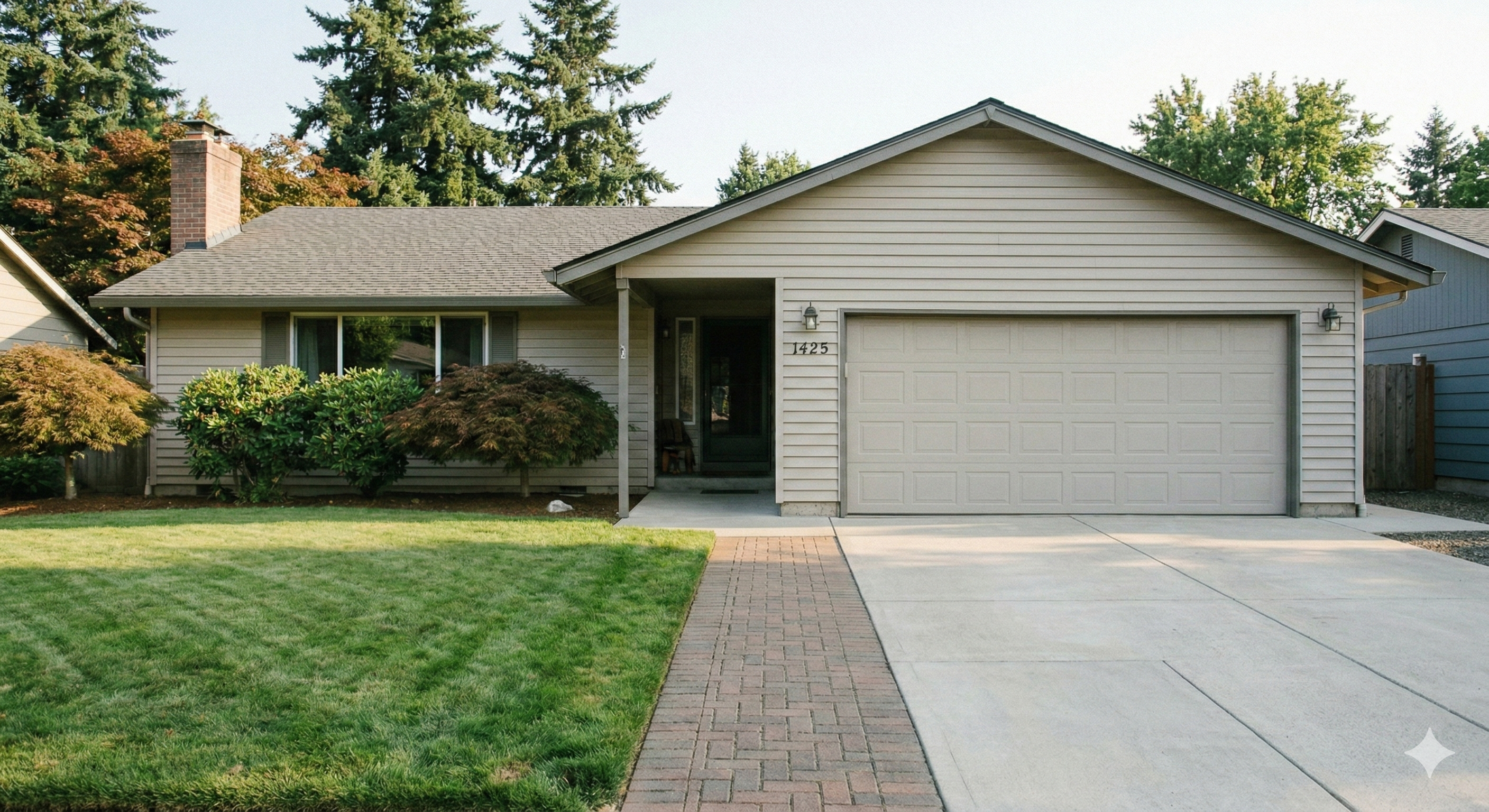 Salem Oregon home with concrete driveway and siding — a perfect candidate for Kyra Lee's cleaning services